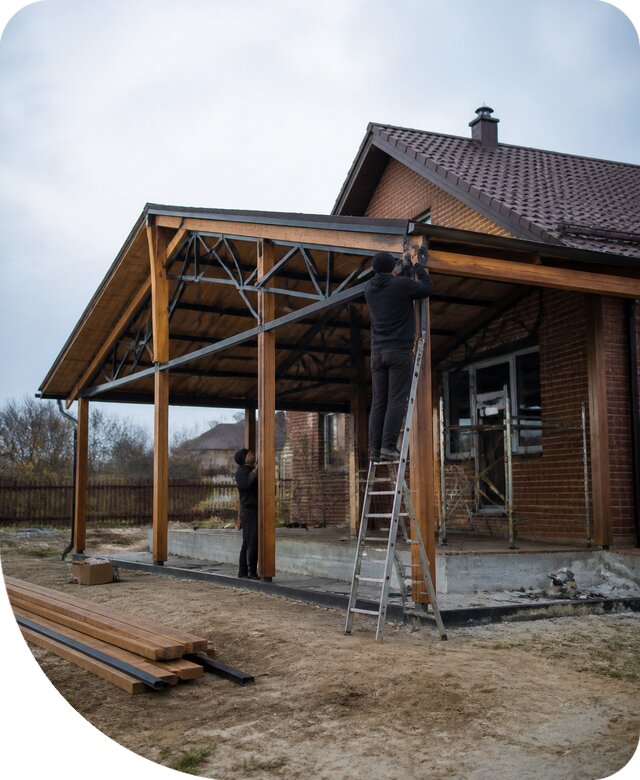 Пристройка навеса к дому и участку в Миассе под ключ